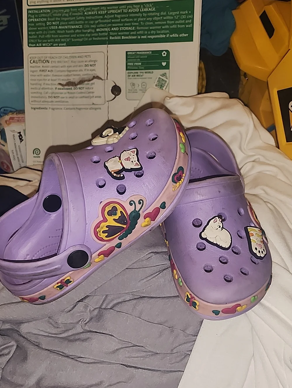 Kids Purple Butterfly & Cat Clog Sandals - Slip-On Comfort